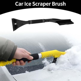 Partuto 1pc 60x11cm Universal Car Ice Scraper Brush with Broom - SUV Snow Frost Remover for Car Truck RV Windscreen Side Window Anti Crash - Plastic Black Snow Shoveling Defrost Clearing