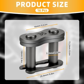 16 PCS #35 Chain Master Link, Manganese Steel Bike Chain Link Connector Master Links for 35 Chain, #35 Roller Chain Connecting Links Master for Bike Mini Bike Bicycle Karting Pit ATV Scooter