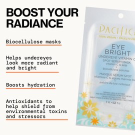 Pacifica Undereye Spot Serum Mask – Bright Eye Vitamin C Mask for Dark Circles & Hydration, Brightening Under Eye Treatment, Vegan & Cruelty-Free, 1 Pack