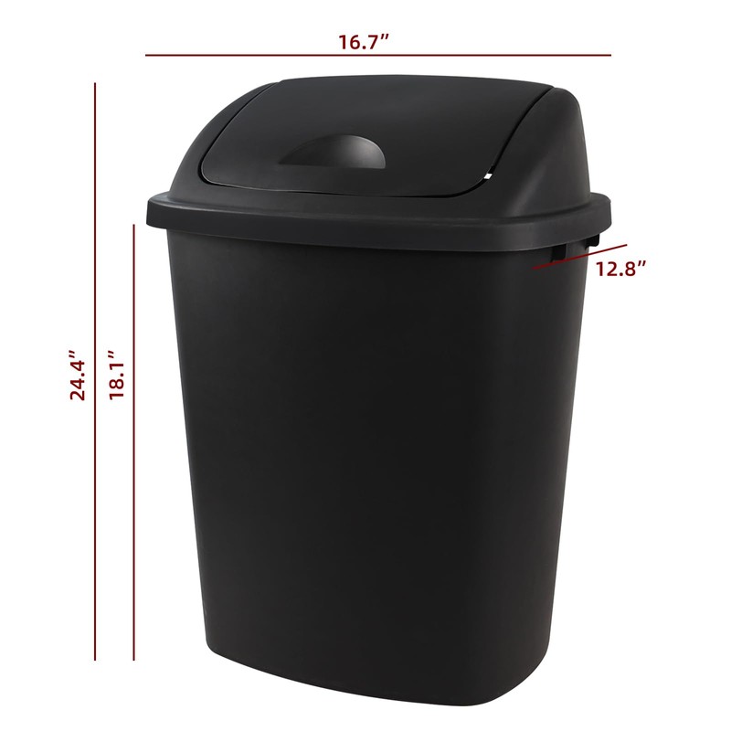 Qqbine 4 Packs Swing-Top Kitchen Trash Cans, 13 Gallon Plastic