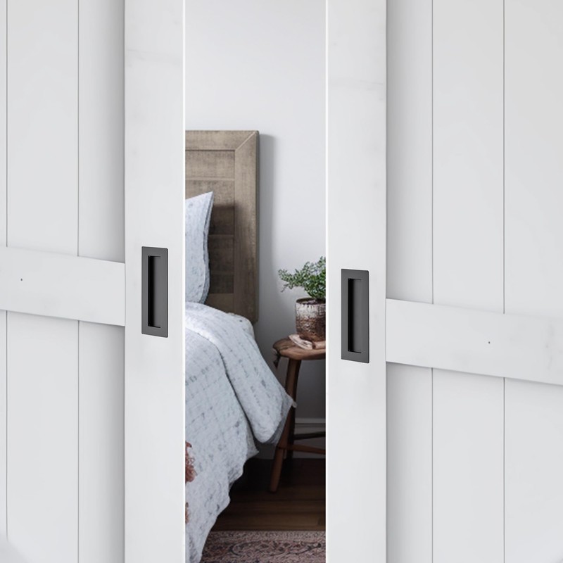 JOY DECOR 2 Pack Pocket Door Handles, 5.9" Rectangular Recessed