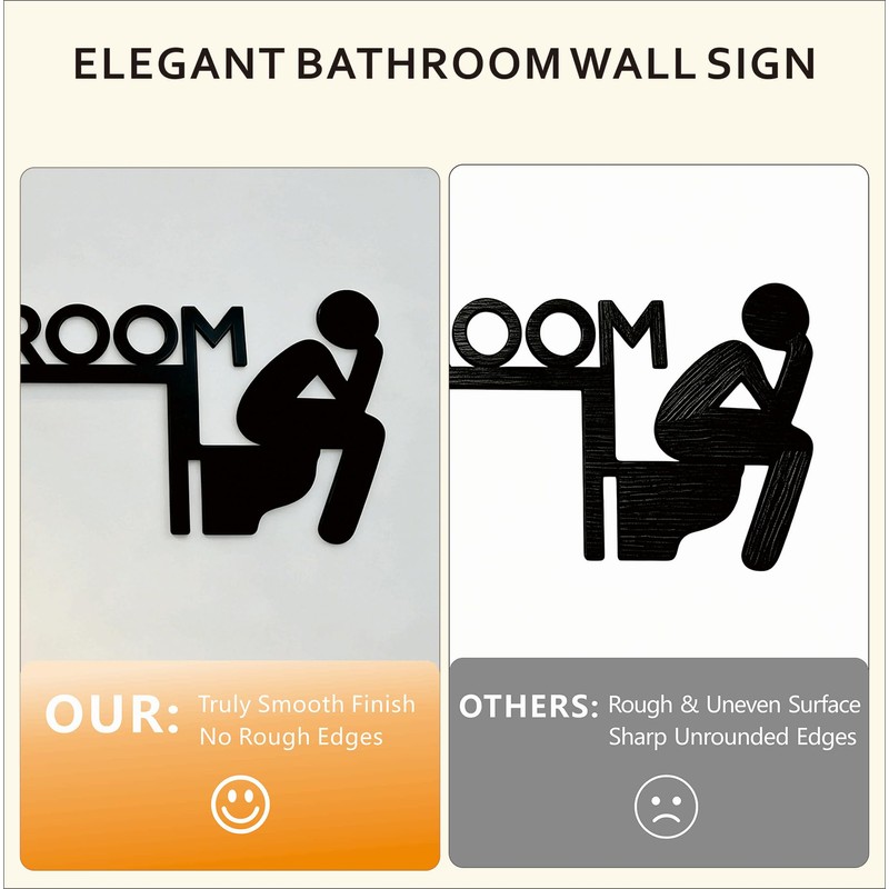 Funny Thinking Room Bathroom Wall Art Signs, Black Metal Door