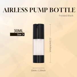 AJLTPA - 6 botellas de bomba sin aire transparentes esmeriladas de 1 oz 30 ml con embudo, dispensador de aspiradora de tamaño de viaje para fundaciones, crema, sueros, champú, loción (negro)