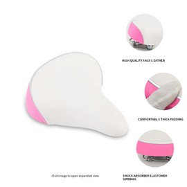 EIRONA Wide Kids Bicycle Saddle - Comfortable Seat for 12-20 Inch Girls Bikes, Mountain Bikes and Road Bikes, Suitable for 22.2mm Seat Post, Pink