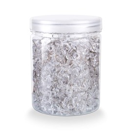 Push Pins 600 Count, Standard Clear Drawing Pins Steel Point Thumb Tacks for Pinboard Notice Board Office Corkboard