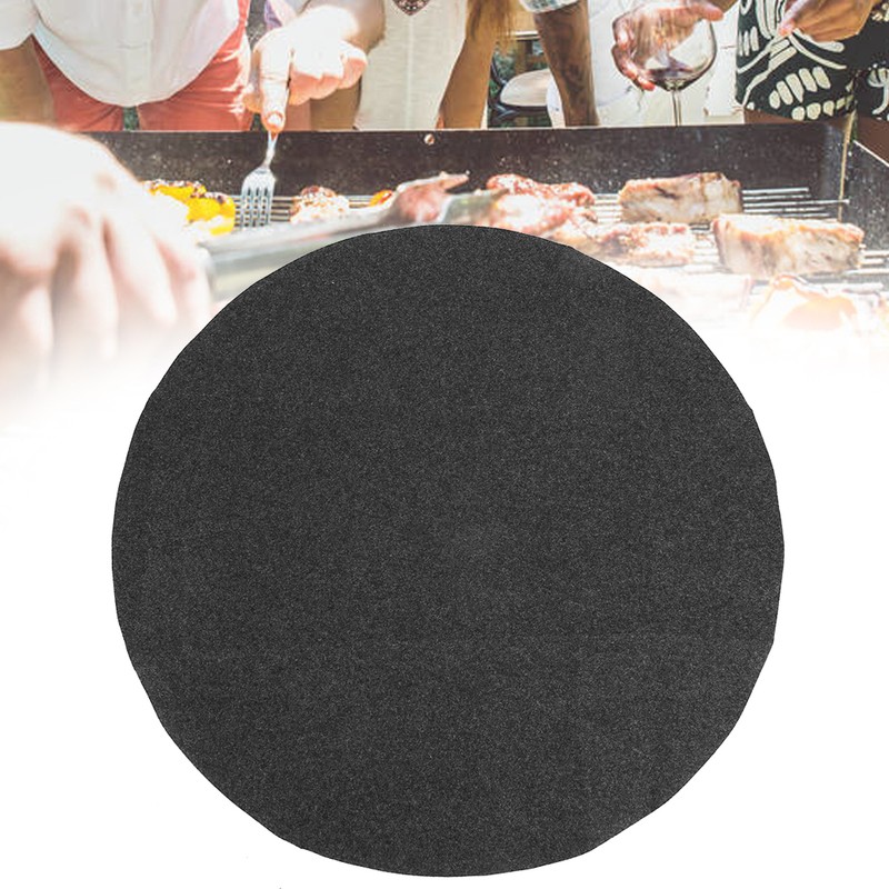 36in Round Shape Gary Barbecue Mat Oil Resistant BBQ Floor