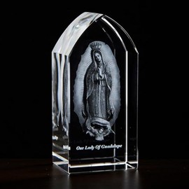 Trinity Church Supply Our Lady of Guadalupe Etched Glass Christian Decoration Religious Sculptures, 3-1/4 Inch Height