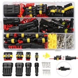 352pcs Waterproof Car Electrical Connector 1/2/3/4 Pin Way Truck Harness Plug Car Spark Terminals Plug Connector for Motorcycle Auto Scooter Truck Boat