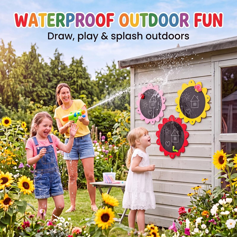 MotiMind 3 Pcs Outdoor Chalkboard for Kids, Sunflower Garden Decor