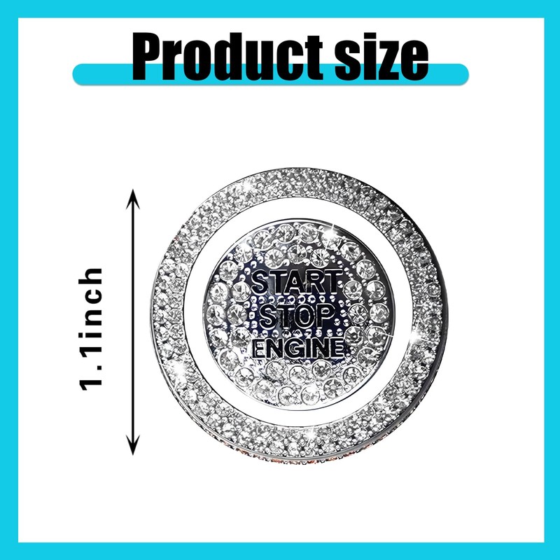 Flygun 2 PCS Car One-Button Start Button Cover, 1.1In Metal