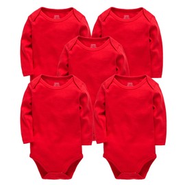 kavkas Long Sleeve Newborn Bodysuits Plain Baby Vest Undershirt Cotton Baby Clothes for Boys and Girls 5 Pack (9-12M)