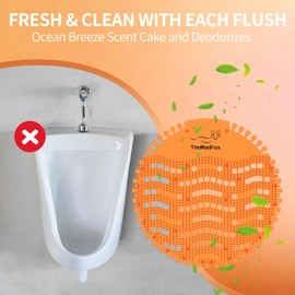 TheMadFox Urinal Screen Deodorizer 10 Pack,Urinal Cakes with Long-Lasting Orange Scent,Bulk Urinal Screens,Anti-Splash Urinal Pads for Men Toilet Bathroom Airport Office Mall Hotel,Orange