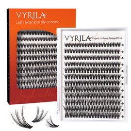 VYRILA Lash Cluster 240pcs Individual Lashes,8-16mm Diy Lash Extension,C Curl Lash Clusters Wispy,3D Natural Lash Clusters Look Like Eyelash Extension DIY at Home (Orange 40P-C-8-16mix)