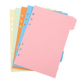 TEHAUX 5pcs Binder Dividers for 6 Ring Binder, A5 Colorful Plastic Index Divider Set with Tab Labels 6 Hole Pages for School Office Organizers