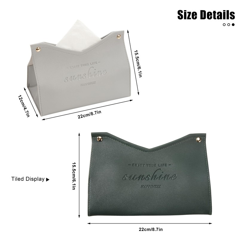 Leather Tissue Box Rectangular Cosmetic Tissues Box V-Port Shaped Napkin