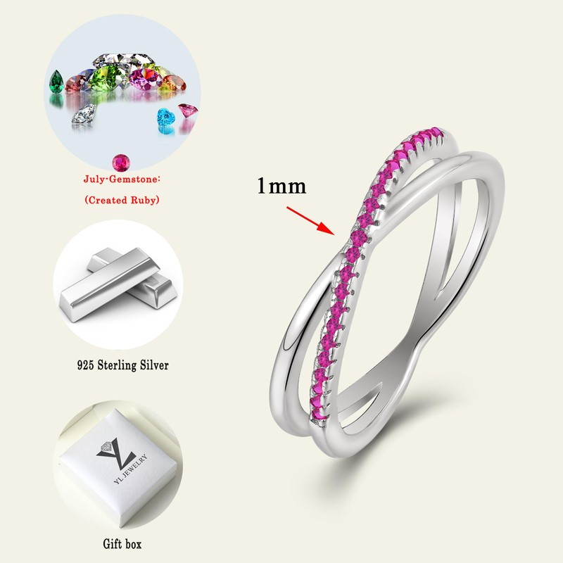 YL X Ring 925 Sterling Silver Stackable Rings 1mm Created