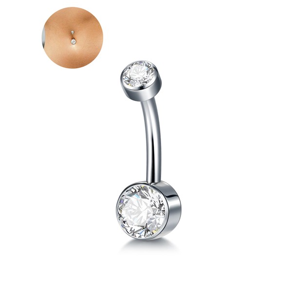 Oveta Titanium 14G Internally Threaded Belly Button Piercing for Navel