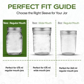 minliving Silicone Mason Jar Sleeves Autumn Winter Set | Anti-Slip Protectors for Regular Mouth 16oz Jelly Canning Jars | Cup Holders with Measurement Markings | Dishwasher Safe Jar Jackets - 5 Pack