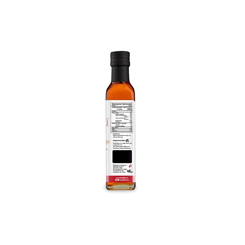 Aceite de ajonjolí picante Inés. Con chile de arbol y