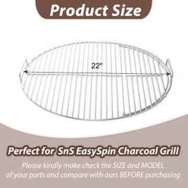 BMMXBI Grill Grates Replacement Parts for SnS 22 Inch Grills EasySpin Charcoal Grill, Hinged Opening 2-Zone Cooking Grate for SnS Grill Accessories, Stainless Steel Cooking Grid for Backyard