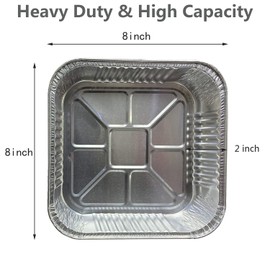 Waytiffer Paquete de 25 sartenes de aluminio de 8 x 8 pulgadas, desechables, cuadrados, resistentes para hornear, moldes de cocina, panes caseros, sartenes de aluminio, sartenes para hornear pasteles