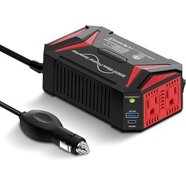 BESTEK 300Watt Pure Sine Wave Power Inverter [30W PD USB-C] Car Adapter DC 12V to AC 110V with QC3.0 USB Ports, Multi-Protection Car Charger Power Inverter for Vehicles