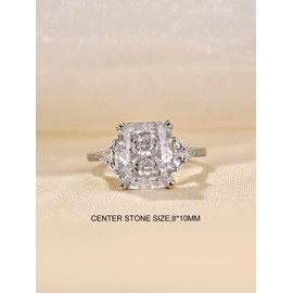 RODIFFY 4CT Radiant & Triangle Cut 3 Stone Engagement Ring,Yellow/Blue/Ruby Stone Simulated Diamond Ring,925 Sterling Silver 18K White Gold/Yellow Gold Plated Promise Ring, 4, Metal, Cubic Zirconia