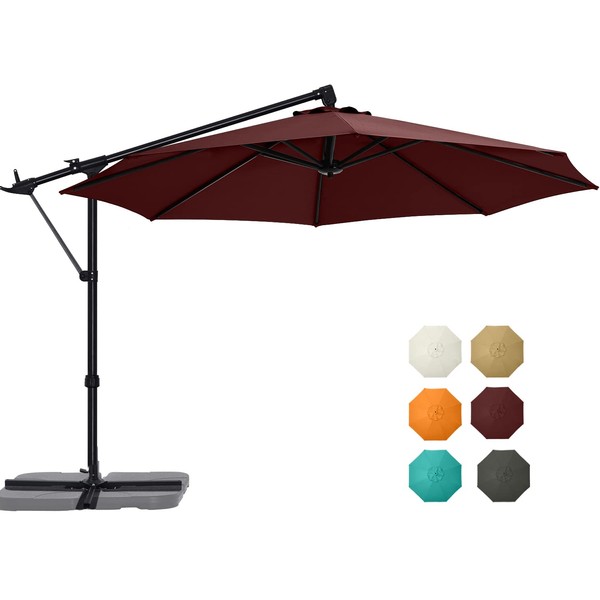 ABCCANOPY 10FT Cantilever Umbrella Offset Hanging Patio Umbrella with Base