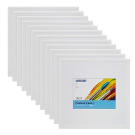 FIXSMITH Canvas Boards for Painting 12x12 Inch, Super Value 12 Pack White Blank Canvas Panels, 100% Cotton Primed, Painting Art Supplies for Professionals, Hobby Painters, Students & Kids