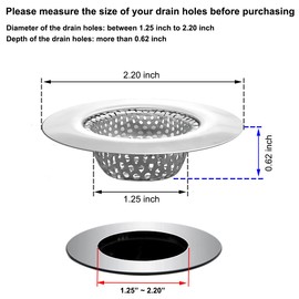 Seatery 1.25" Small Drain Strainer, Sink Drain Hair Catcher, Bathroom Sink Strainer, 2PCS Drain Mesh Baskets for Laundry, Mop Pool, Utility, Slop, RV Sink, Stainless Steel Drain Filter