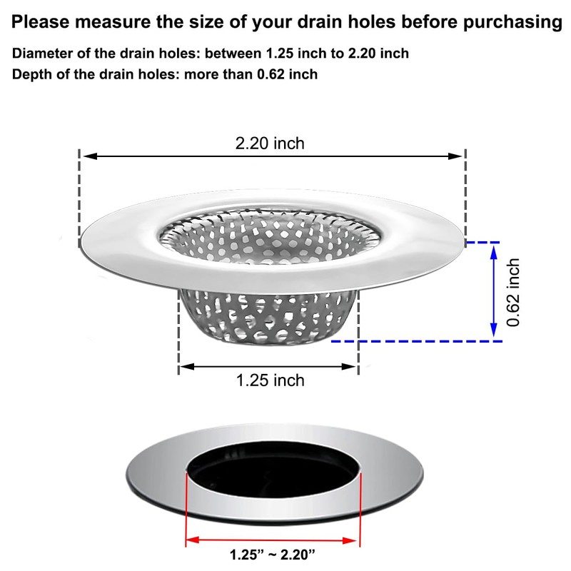 Seatery 1.25" Small Drain Strainer, Sink Drain Hair Catcher, Bathroom