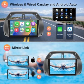 Hodozzy 2GB 64GB Android Car Stereo for Toyota RAV4 2001-2006 Carplay Android Auto Mirror Link, 9 inch Touch Screen Car Radio GPS Navigation Bluetooth WiFi, FM RDS Radio Receiver Camera Double Din