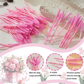 Upgrade Silicone Mascara Wands, Disposable Mascara Wand, Silicone Spoolies, Soft Lash Spoolies Brush for Eyelash Extensions, Lift and Brow Two-toned Pole(50Pcs)