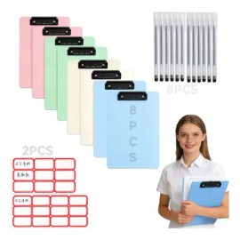 8PCS Portapapeles Papeleta Almacena Papele Tabla Clip Carta tabla8PCS portapapeles oficio Incluye 8 Bolígrafos Ideal Para Oficina Y Escuelabandeja... 