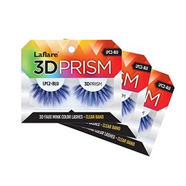 Laflare 3D PRISM COLOR LASH, Silk, Clear band, Fluffy Volume, Faux Mink Colored EyeLashes - 3 PACKS BUNDLE SPECIAL (LPC2X3, BLUE)