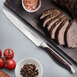 Gunter Wilhelm 5-inch German Serrated Utility Knife – Forged High Carbon German Steel – PREMIER ProCut Series – Serrated Knife Blade – Razor-Sharp & Full Triple Tang – Ergonomic ABS Handle