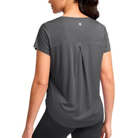 G Gradual Women's Workout Tops Short Sleeve Lightweight Athletic Yoga Running Shirts Loose Fit Quick Dry Gym T-Shirts(Heather Dark Grey,M)