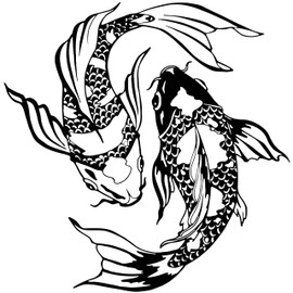 Vinyl Wall Decal Koi Karp Japanese Fish Asian Style Yin Yang Stickers Large Decor (1425ig) White