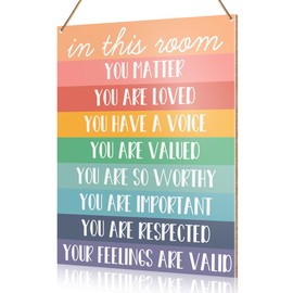 Motivational Classroom Wall Sign Hanging Decor, in This Room You Matter, Classroom Homeschool Kids Room Teacher Sign Wooden Decor Playroom Positive Affirmations Inspirational Decoration