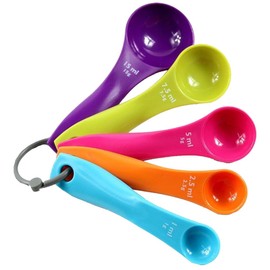 BZKSER Measuring Spoons Set - 5 Colour Measuring Spoons with Different Capacities, Measuring Spoons, Plastic Measuring Spoons for Liquid and Powder Measuring Devices