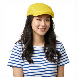 RUNQIU Hat for Spring and Summer Men & Women | UV Protection & Breathable Mesh Comfortable Wearing | Simple & Stylish Hunting Cap, Newsboy Hat | Great for Golf, Travel, Outdoors | Adjustable & Large Size | Unisex Gift (Yellow)