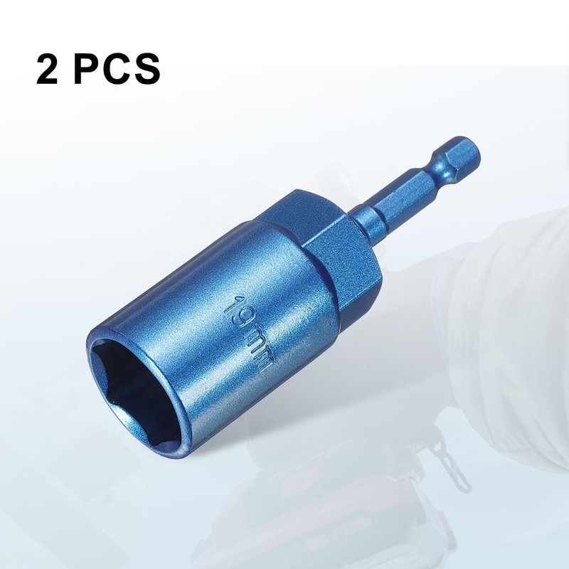 sourcing map 2pcs Nut Driver 19mm Hex Drive Socket CR-V