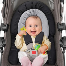 COOLBEBE Upgraded 3-in-1 Babybody Support & Strap Covers Set for Newborn Infant - Extra Soft Car Seat Insert Cushion Pad, Perfect for Carseats, Strollers, Swing, Black