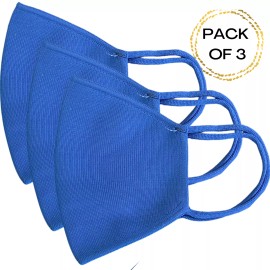 DASTI Pack of 3 solid knitted Face Mask two layers reusable washable bandanas
