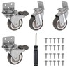 Fulasun 4Pcs L Shaped Caster Wheel Set 1/1.5/2inch Soft Rubber