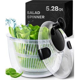 Joined Large Salad Spinner with Drain, Bowl, and Colander - Quick and Easy Multi-Use Lettuce Spinner, Vegetable Dryer, Fruit Washer, Pasta and Fries Spinner - 5.28 Qt