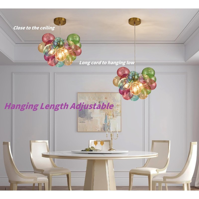 Surpars House Colorful Bubble Balls Chandelier, Modern Glass Ceiling Light,
