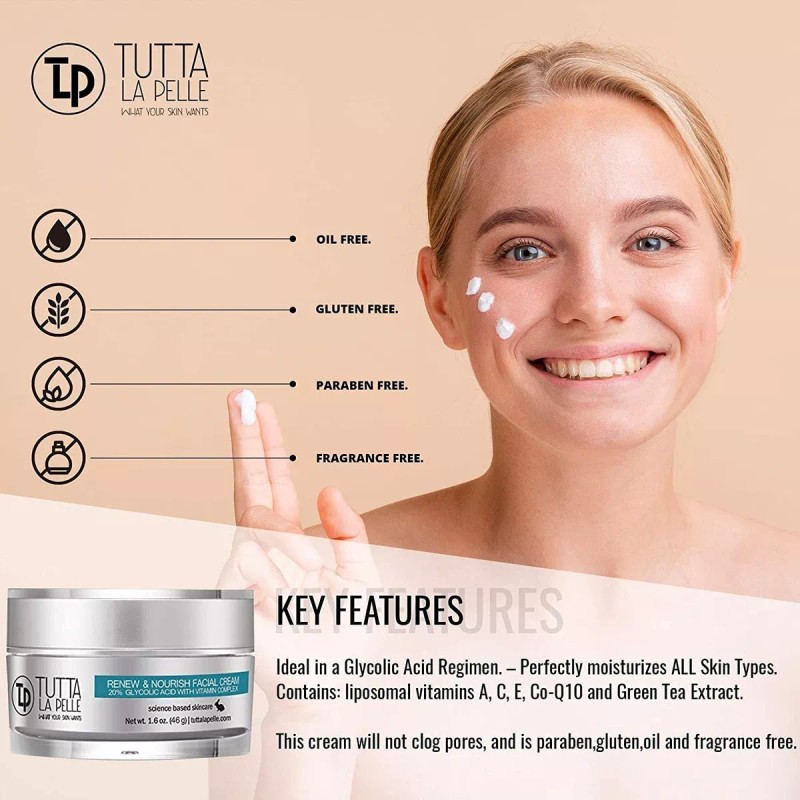 Tutta la Pelle Crema Facial Renew Nourish 20% Aha, 20%