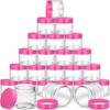 SATINIOR 12 Pack 2 oz Plastic Container Jars with Lids Round Clear Travel Cosmetic Container Slime Jars for Toiletries, Lotion, Cream, Ointments, Makeup, Rhinestone, Samples, Kitchen Storage(Pink)