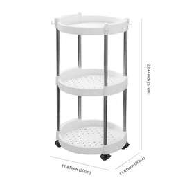 CheurYae Trolley Kitchen Trolley with 3 Levels, White Storage Trolley Utility Organiser Cart Shelves for the Bathroom for Bathroom, Bedroom, Home, Kitchen (White)